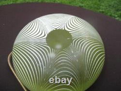 Victorian Nailsea Enamel Pulled Feather Vaseline Glass Preserve Jam Jar Sp LID