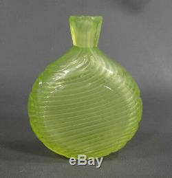 Victorian Nailsea Uranium Vaseline Art Swirl Glass Perfume Bottle Drink Flask
