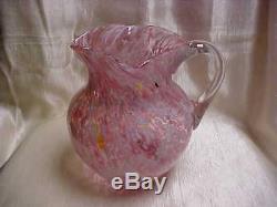Victorian Northwood Art Glass Pink & White Spatter Water Pitcher Rare item