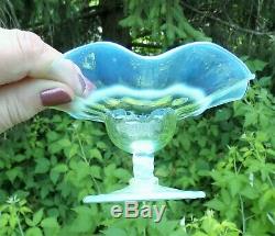 Victorian Opal Art Glass compote James Powell or Stevens & Williams
