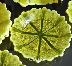 Victorian Opalescent Lady Chippendale Antique Glass Plates by Davidson, England