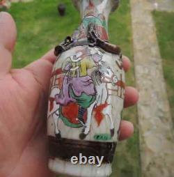 Victorian Opaline Glass Hand Painted Vase from c. 1880 Geisha-Art Glass