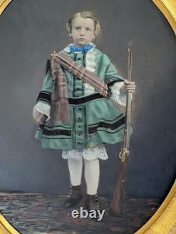 Victorian Painting Of Boy With Musket On Glass Wood Framed Antique Wall Art Victorian Painting Of Boy With Musket On Glass Wood Framed Antique Wall Art