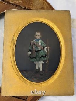 Victorian Painting Of Boy With Musket On Glass Wood Framed Antique Wall Art Victorian Painting Of Boy With Musket On Glass Wood Framed Antique Wall Art