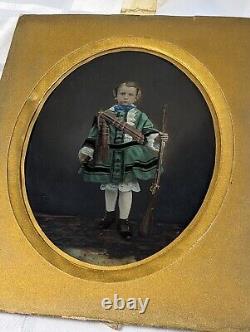 Victorian Painting Of Boy With Musket On Glass Wood Framed Antique Wall Art Victorian Painting Of Boy With Musket On Glass Wood Framed Antique Wall Art