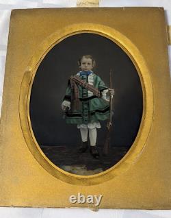 Victorian Painting Of Boy With Musket On Glass Wood Framed Antique Wall Art Victorian Painting Of Boy With Musket On Glass Wood Framed Antique Wall Art