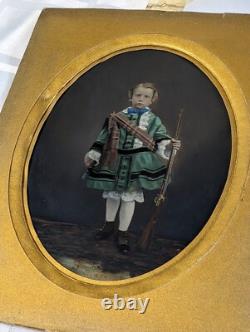 Victorian Painting Of Boy With Musket On Glass Wood Framed Antique Wall Art Victorian Painting Of Boy With Musket On Glass Wood Framed Antique Wall Art