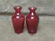 Victorian Pair Hand Blown Art Glass Cranberry Red/cased Clear Mini Vases