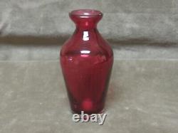 Victorian Pair Hand Blown Art Glass Cranberry Red/Cased Clear MINI Vases