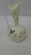 Victorian Pale Yellow Satin Vaseline Glass Ewer Enameled Design