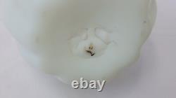 Victorian Pale Yellow Satin Vaseline Glass Ewer Enameled Design Victorian Pale Yellow Satin Vaseline Glass Ewer Enameled Design