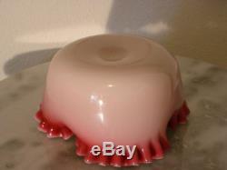 Victorian Peach Blow Art Glass Tri-shaped crimp Bowl Possible Fairly Lamp Base