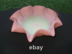 Victorian Peach Blow Thomas Webb Satin Glass Bowl Soft Pinch Waved