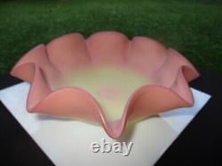 Victorian Peach Blow Thomas Webb Satin Glass Bowl Soft Pinch Waved