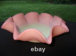 Victorian Peach Blow Thomas Webb Satin Glass Bowl Soft Pinch Waved