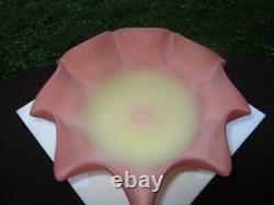 Victorian Peach Blow Thomas Webb Satin Glass Bowl Soft Pinch Waved