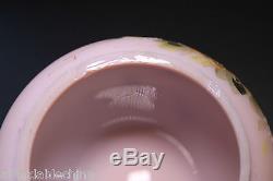 Victorian Peachblow Glass Bowl Hand Painted Floral Decoration