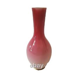 Victorian Peachblow Glass Vase Pink Enameled 10.5 Gold Gilt by Thomas Webb