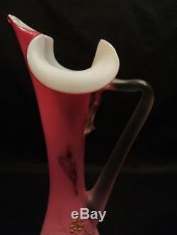 Victorian Peachblow Satin Glass Ewer, Thorn Handle