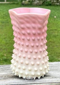 Victorian Phoenix Burmese Art Glass Hobnail Vase Victorian Phoenix Burmese Art Glass Hobnail Vase
