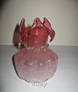 Victorian Pink Art Glass Stretch Vase Hand Blown Glows 5.5 Tall