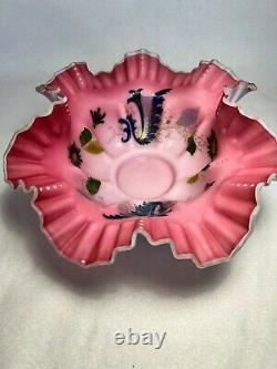 Victorian Pink & White Satin Art Glass Brides Basket-Meriden Silver Plate