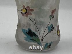 Victorian Pomona Grind Midwest Enameled Art Glass Match/Toothpick Holder