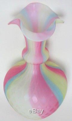 Victorian Rainbow DQ Mother of Pearl Satin Art Glass Vase