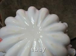 Victorian Rare Spangle Art Glass Handled Basket Vase Ruffled Edge Colorful