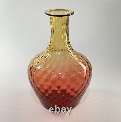 Victorian Reverse Amberina Diamond Water Carafe Glass Vase Glowing Glows