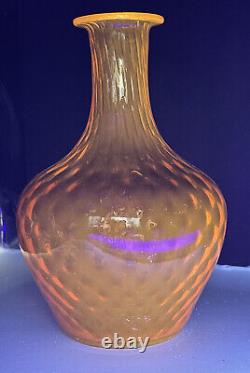 Victorian Reverse Amberina Diamond Water Carafe Glass Vase Glowing Glows