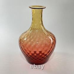 Victorian Reverse Amberina Diamond Water Carafe Glass Vase Glowing Glows