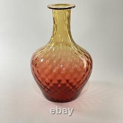 Victorian Reverse Amberina Diamond Water Carafe Glass Vase Glowing Glows