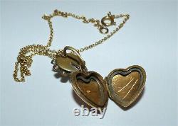 Victorian Rg Rose Gold Puffy Heart Locket Opaline Paste Double Heart Necklace