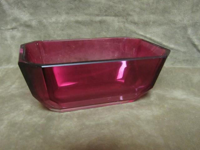 Victorian Rubena Art Glass Octagon Shaped Candy/mint Dish Polished Surface