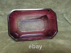 Victorian Rubena Art Glass Octagon Shaped Candy/Mint Dish Polished Surface