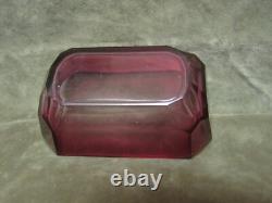 Victorian Rubena Art Glass Octagon Shaped Candy/Mint Dish Polished Surface