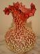 Victorian Rubina Art Glass Vase With Applied Coralene Stunning