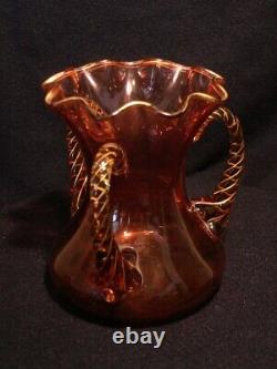 Victorian Ruby Gilded Three Handled Art Glass Loving Cup