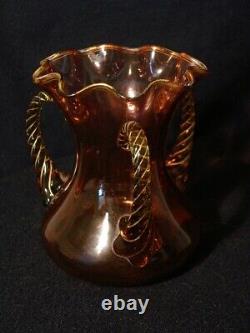 Victorian Ruby Gilded Three Handled Art Glass Loving Cup
