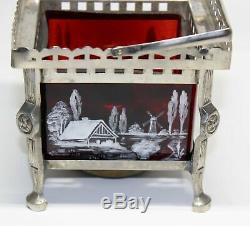 Victorian Ruby Red Mary Gregory Tea Warmer Lamp
