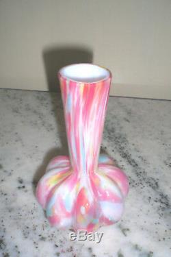 Victorian SPLATTER RAINBOW CASED GLASS VASE / Czechoslovakia / 6.5