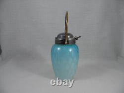 Victorian Satin Art Glass Mother of Pearl Mustard Pot MOP