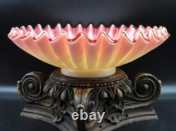 Victorian Silver Plated Brides Basket 10 Harrach Cranberry Art Glass Bowl UV+