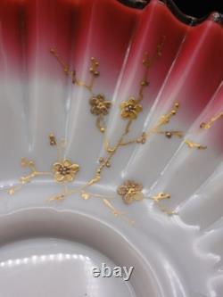Victorian Silver Plated Brides Basket 10 Harrach Cranberry Art Glass Bowl UV+