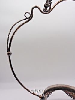 Victorian Silver Plated Brides Basket 10 Harrach Cranberry Art Glass Bowl UV+