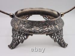 Victorian Silver Plated Brides Basket 10 Harrach Cranberry Art Glass Bowl UV+