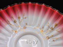 Victorian Silver Plated Brides Basket w Harrach HAND PAINTED Art Glass Bowl UV+ Victorian Silver Plated Brides Basket w Harrach HAND PAINTED Art Glass Bowl UV+