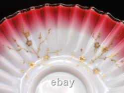 Victorian Silver Plated Brides Basket w Harrach HAND PAINTED Art Glass Bowl UV+ Victorian Silver Plated Brides Basket w Harrach HAND PAINTED Art Glass Bowl UV+