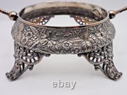 Victorian Silver Plated Brides Basket w Harrach HAND PAINTED Art Glass Bowl UV+ Victorian Silver Plated Brides Basket w Harrach HAND PAINTED Art Glass Bowl UV+